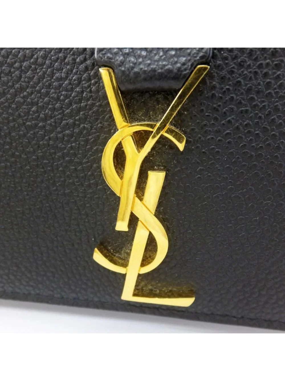Saint Laurent Ten YSL Line Large Flap Wallet Gold Black